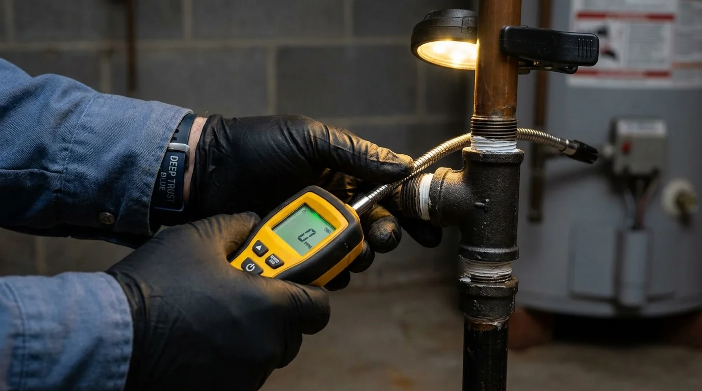Gas leak detection with electronic sniffer by Johns Plumbing LLC in Coleraine